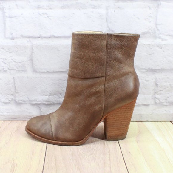 L.L. Bean Shoes - LL Bean Brown Leather Cap Toe Side Zip Block Heel Boots Brazil Made 6 M